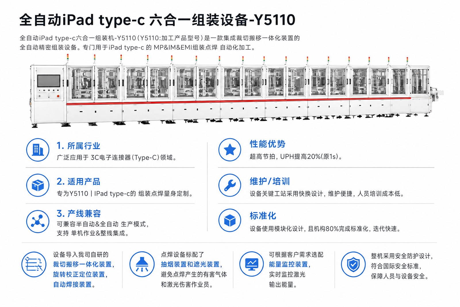 Fully automatic iPad type-c six-in-one assembly equipment-Y5110